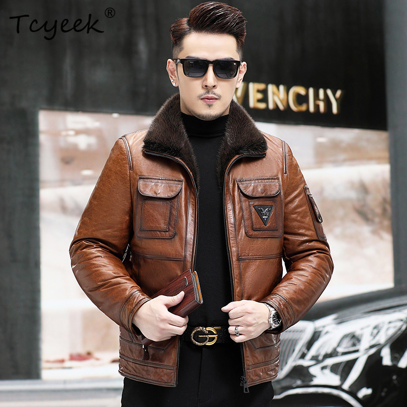 Warm Winter Clothing - جاكيت رجالي من الجلد الطبيعي من