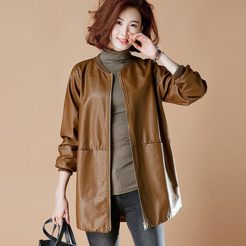 Winter Clothing Pinterest - موضة حجم كبير سترة جلدية المرأة