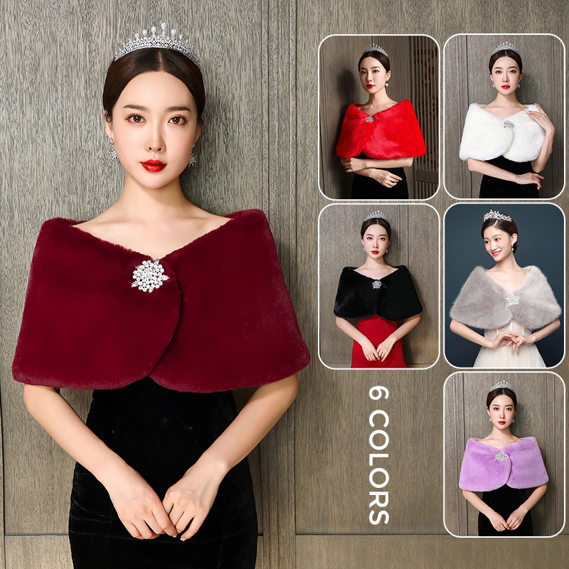 Winter Clothing Items - شال زفاف نسائي لحفلات الزفاف كيب