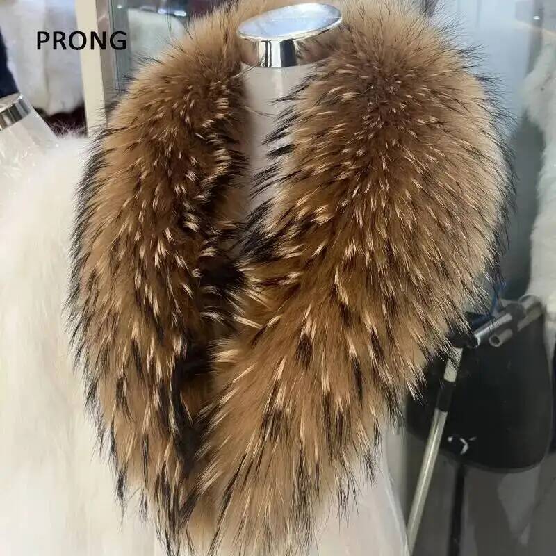 طوق فراء راكون طبيعي للنساء ،  - مراجعة Winter Clothing Items وسعره