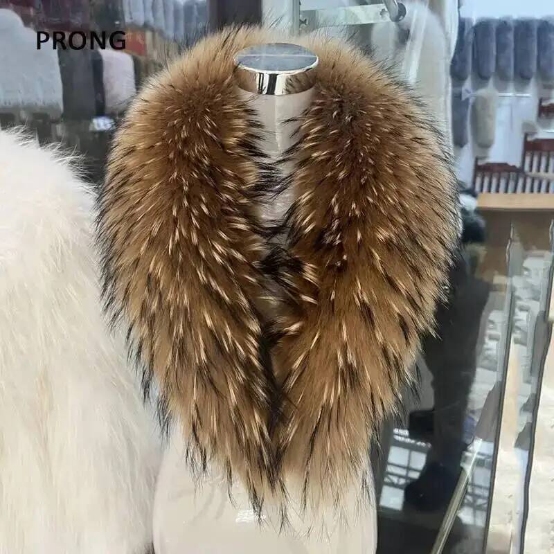 طوق فراء راكون طبيعي للنساء ،  - مراجعة Winter Clothing Items وسعره